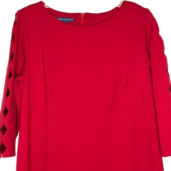 RSVP by Talbots Ponte Sheath Dress Scalloped Sleeve Detail - Red - 16P - Picture 4 of 10